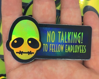 Oddworld Abe&#39;s No Talking Holographic Sticker – holo waterproof vinyl alien decal – oddworld alien sticker – gifts for gamers – holo alien