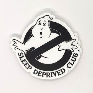 Sleep Deprived Club Ghostbusters Sticker - Funny Stickers gift for insomniacs - night owls laptop stickers – cartoon ghost sticker