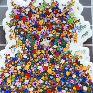 A24 Midsommar May Queen Possum Sticker – waterproof cute possum decal – gifts for a24 movies fans – cute possum gifts – a24 horror stickers