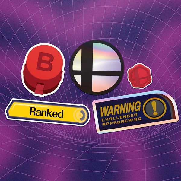 Smash Brothers Sticker Pack (5 Sticker) – Smash Ball Sticker – Gamecube Sticker – SSBM Sticker – Nintendo Sticker - Smash Bros Gifts