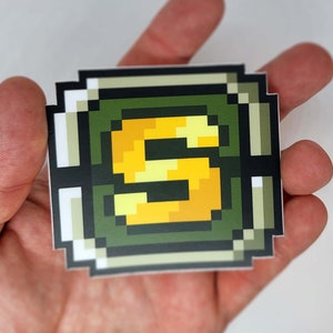 Shotgun Metal Slug Pixel Art Sticker – waterproof metal slug retro game arcade pixel art sticker – gifts for retro gamers – metal slug gifts