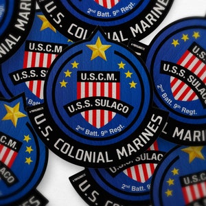 USS Sulaco U.S. Colonial Marines Patch Sticker - Alien Xeno Movie-Inspired Design - Waterproof Vinyl sticker – decal gifts for alien geeks