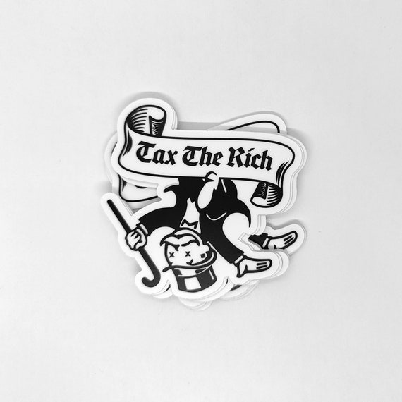Tax the Rich Sticker | Monopoly Guy Decal | Eat The Rich | Anti Capitalist Progressive Gift | Waterproof Laptop