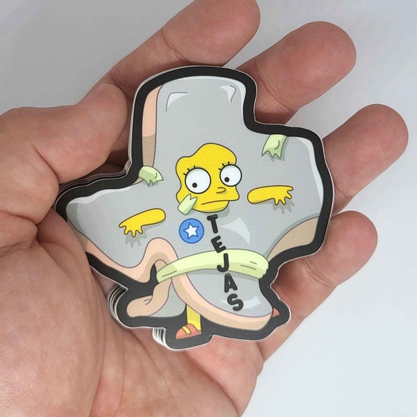 Lisa the Simpsons Texas Costume Sticker – funny texas waterproof sticker – the simpsons gifts – funny simpsons decals – lisa simpsons meme