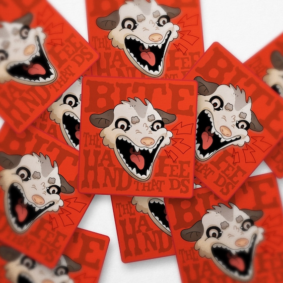 Possum Anarchy Sticker | Bite The Hand That Feeds | Leftist Anarchist Gift | Progressive Decal | Waterproof Vinyl