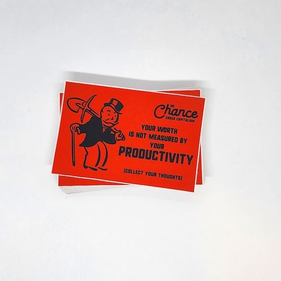 Your Worth Is Not Measured By Productivity | Monopoly Jail Card Sticker | Anti Capitalist Leftist | Progressive Decal