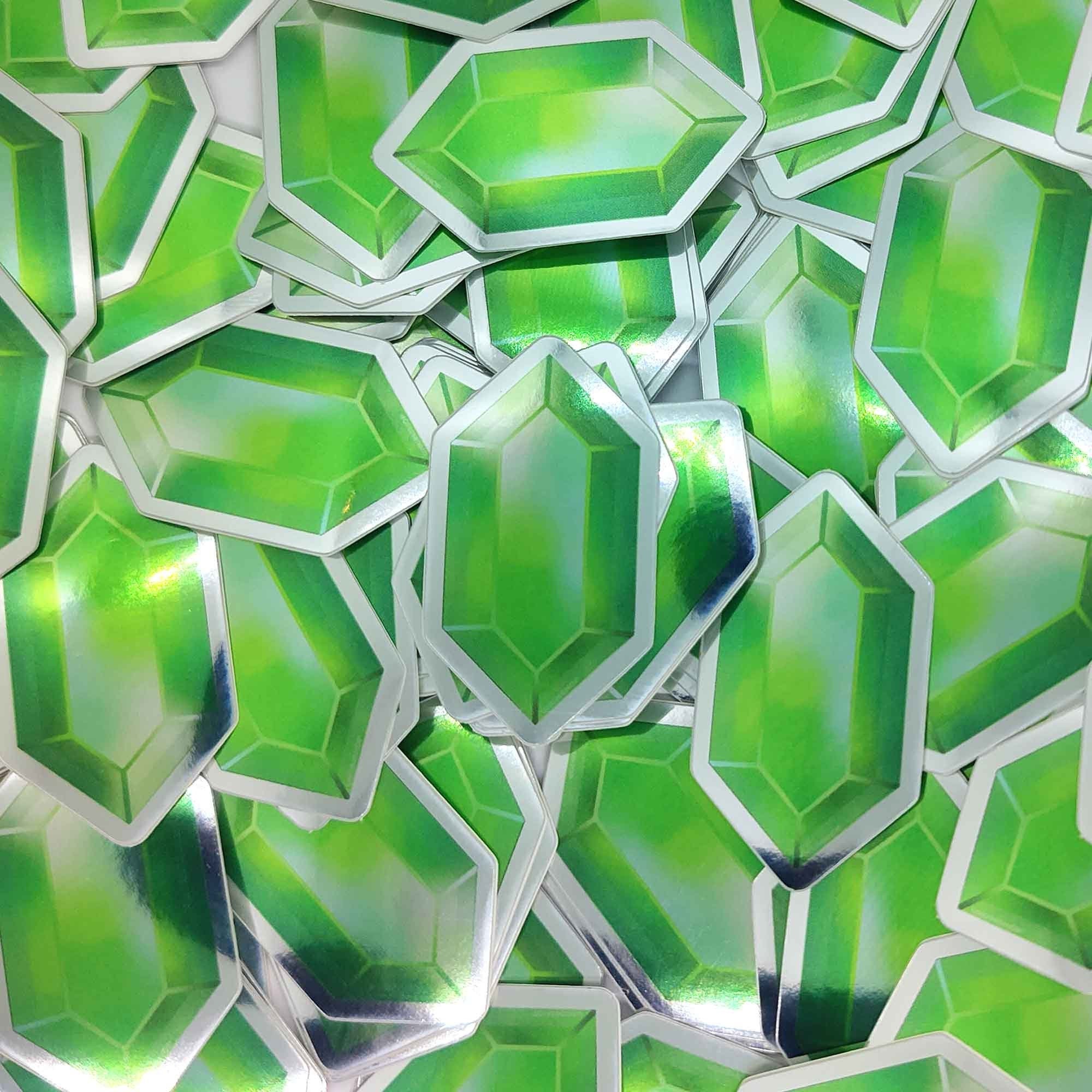 Zelda Rupee Stickers – TLOZ green rupee stickers – gifts for the legend of zelda fans – zelda rupee decals – gifts for gamers – zelda decals