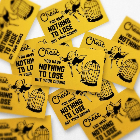 Nothing to Lose But Your Chains Sticker | Monopoly Card Decal | Anticapitalism Antiwork Gift | Waterproof Vinyl