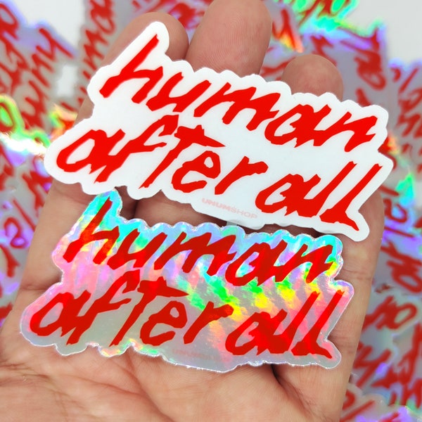 Human After All Daft Punk Sticker – calcomanía punk tonto impermeable – pegatinas holográficas de punk tonto – regalos para fans de edm – regalo de robot tonto punk