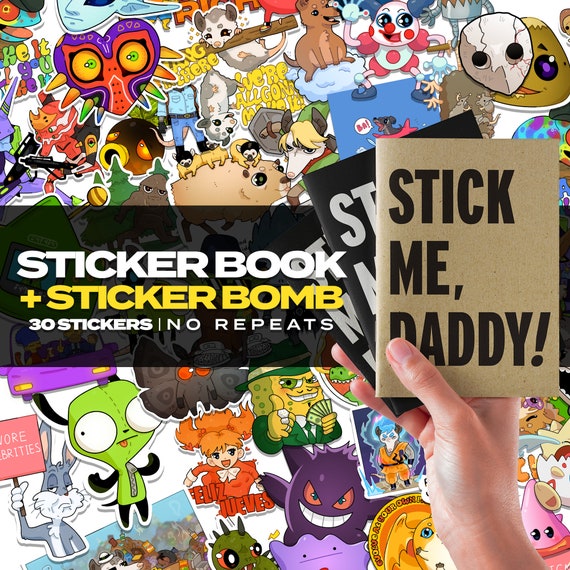 Reusable Sticker Collection Book 30ct. Sticker Bomb Reuse Sticker Book  Sticker Book Gift Sticker Pack Gifts for Sticker Collectors 