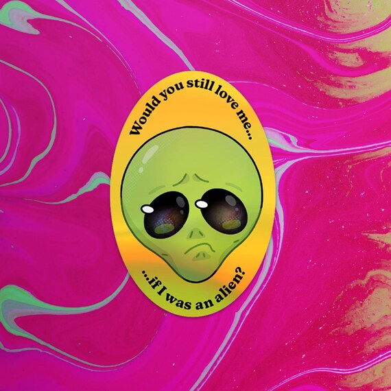 Autocollant Humour OVNI Extra-terrestre - 14x14 Cm - Résistant UV Et Intempéries - Fabriqué En France - 4
