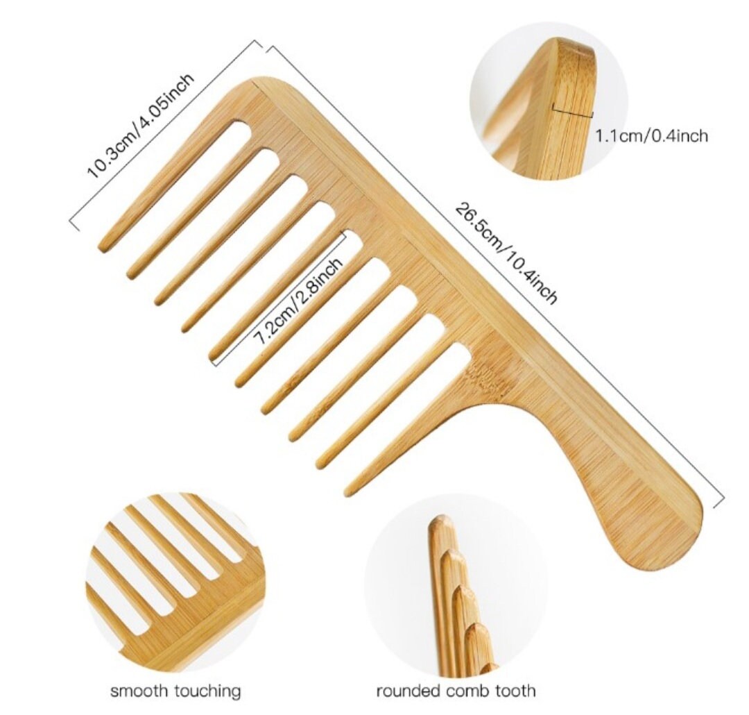 Widetooth Comb Detangling Comb Handmade Wooden Bamboo Etsy