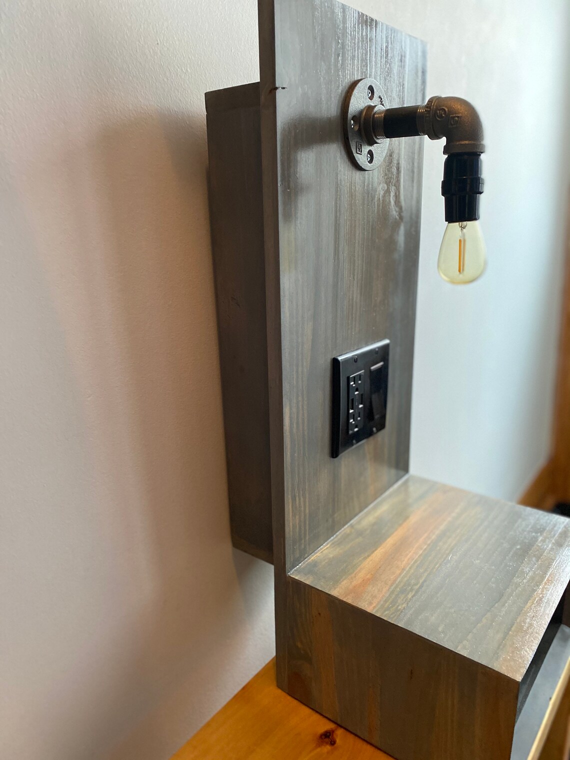 Now Shipping Floating Nightstand with USB Outlet and Steel Etsy