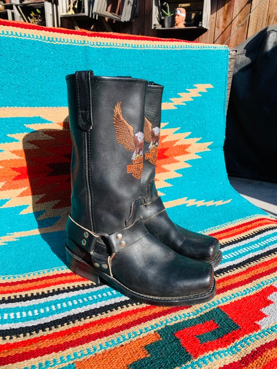 Vintage Harley Davidson Square Toe boots