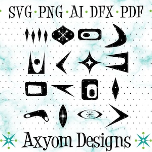 Halverwege de eeuw moderne atomaire vormen SVG, Cricut gesneden bestanden, laser retro vormen gesneden bestandsdownloads, silhouet snijden bestand, Svg Png Ai Dxf Pdf Pdf MCMS1