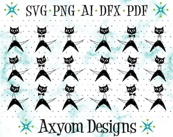 Mid Century Modern Atomic Cats SVG, Cricut Cut Files, Retro Kitty, Atomic Kitties, MCM Atomic Cat, Silhouette Cut File 9, SVG Png Ai Dxf Pdf