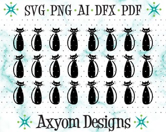 Mid Century Modern Atomic Katzen SVG, Cricut Cut Files, Retro Kitty, Atomic Kitties, Silhouette geschnitten Datei, Atomic Cat 3Svg Png Ai Dxf Pdf