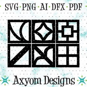 Puede incluir: Un conjunto de seis patrones geométricos en blanco y negro, cada uno con un diseño diferente. Los patrones están dispuestos en una cuadrícula de dos filas y tres columnas. Los patrones son todos simétricos y tienen una estética moderna y minimalista.