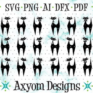 Mid Century Modern Atomic Cats SVG, Cricut Cut Files, Retro Kitty, Atomic Kitties, MCM Atomic Cat, Silhouette Cut File 5, Svg Png Ai Dxf Pdf