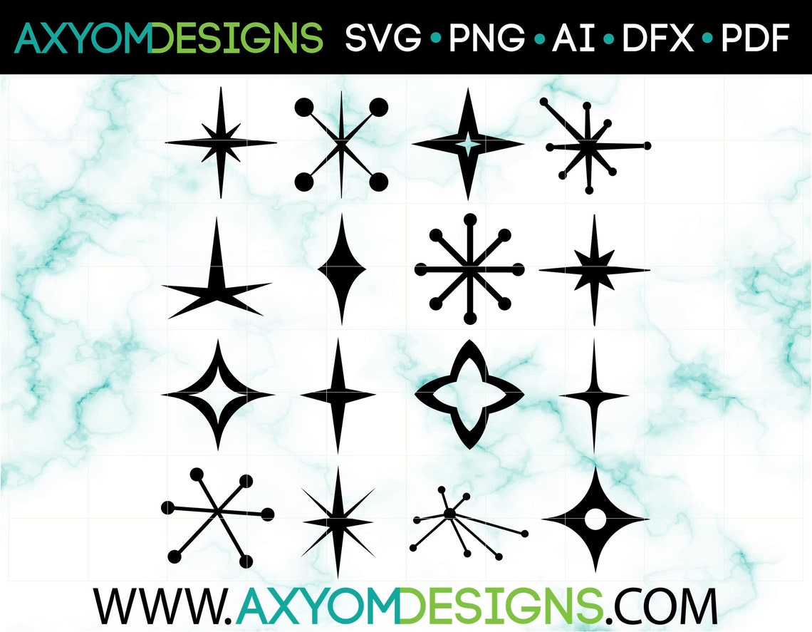 Rectangular Starburst Cut Out Mid Century Modern Atomic Starburst SVG Cricut Cut Files | Etsy