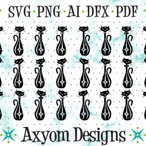 Mid Century Modern Atomic Cats SVG, Cricut Cut Files, Retro Kitty, Atomic Kitties, MCM Atomic Cat, Silhouette Cut File 6, Svg Png Ai Dxf Pdf
