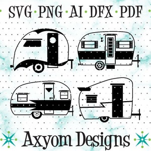 Mid Century Modern Campers SVG, Cricut Cut Files, Retro Camper Cut File Downloads, Atomic Stars, Silhouette Cut File, TV Svg Png Ai Dxf Pdf