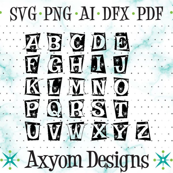 Mid Century Modern Atomic Alphabet SVG, Cricut Cut File, Laser Retro Monogram, MCM Letters 1 SVG, Silhouette Cut File, Svg Png Ai Dxf Pdf