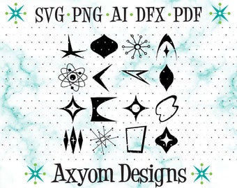 Mid Century Modern Atomic Shapes SVG, Cricut Cut Files, Laser Retro Shapes 3 Cut File Download, Silhouette Cut File, Svg Png Ai Dxf Pdf MCMS