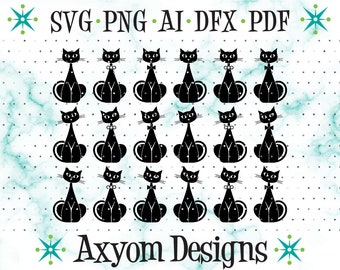 Mid Century Modern Atomic Cats SVG, Cricut Cut Files, Retro Kitty, Atomic Kitties, MCM Atomic Cat 11, Silhouette geschnitten Datei Ai Dxf Pdf