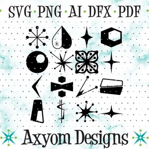 Mid Century Modern Atomic Shapes SVG, Cricut Cut Files, Laser Retro Shapes 7 Cut File Download, Silhouette Cut File, Svg Png Ai Dxf Pdf MCMS