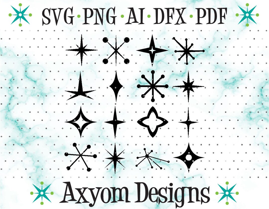 Mid Century Modern Atomic Starburst SVG, Cricut Cut Files
