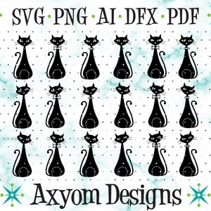 Mid Century Modern Atomic Cats SVG, Cricut Cut Files, Retro Kitty, Atomic Kitties, MCM Atomic Cat 8, Silhouette Cut File, Svg Png Ai Dxf Pdf
