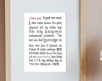 Te amo 25 idiomas Arte de pared imprimible / decoración internacional en diferentes idiomas 8x10 descarga digital pdf