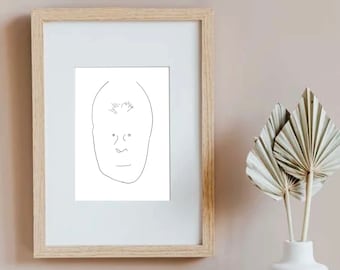 Arte de línea de gorila dibujado a mano / decoración del hogar de arte de pared imprimible minimalista