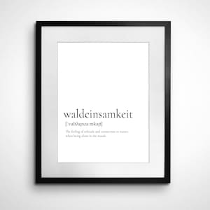 German word “waldeinsamkeit” English translation | dictionary definition downloadable print