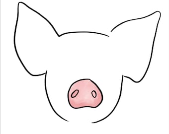 Dibujo de cerdo de arte lineal minimalista / Descarga digital imprimible con variaciones