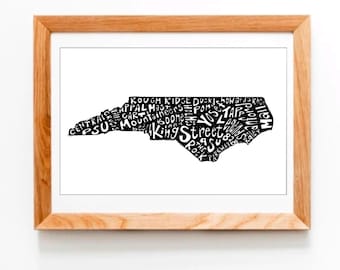 Descarga digital con estilo de impresión en bloque de Boone NC / Arte mural con tipografía de palabras del estado de los Apalaches / Decoración de dormitorio universitario