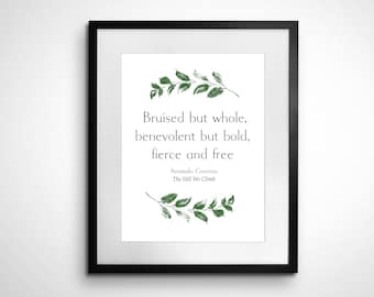 Amanda Gorman La colina que subimos magullada pero caligrafía completa cita de arte / decoración de pared minimalista 8x10 descarga imprimible