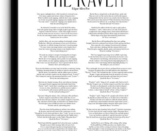 El poema del cuervo Edgar Allan Poe / Descarga digital Impresión de tipografía / Decoración del hogar Arte de pared imprimible