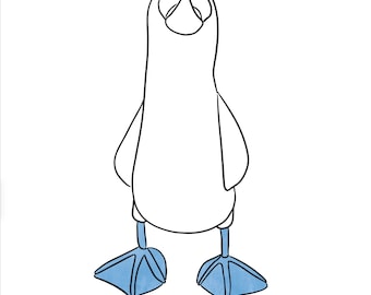 Dibujo de pájaro bobo de patas azules de arte lineal minimalista / Descarga digital imprimible con variaciones