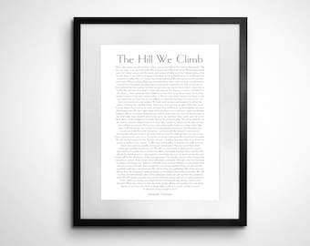 Amanda Gorman The Hill We Climb Full Text Poem Print | Minimalist Wall Decor 11x14 Printable Download