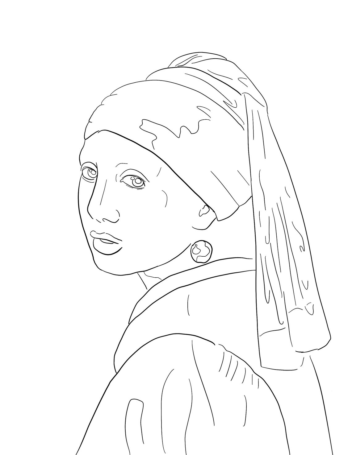Girl With a Pearl Earring Coloring Book Page Printable Etsy Girl With a Pearl Earring Coloring Book Page Printable Etsy