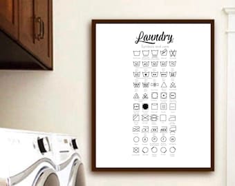 Tabla de símbolos y cuidado de la ropa / Descarga digital Imprimible PDF Wall Art
