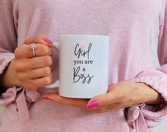 Girl Boss Coffee Mug: Pink CEO Gift, 11oz Ceramic Mug