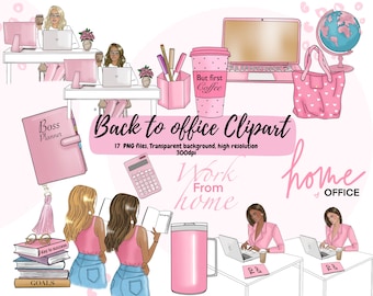 Girlboss Office Clipart Set: Back to School PNG Graphics (Digital Download)