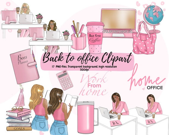 Girlboss Office Clipart Set: Back to School PNG Graphics (Digital Download)