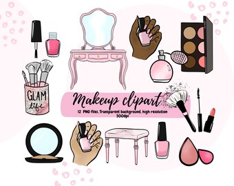 Makeup bundle clipart elements, beauty PNG format, sublimation design, clip art for planner