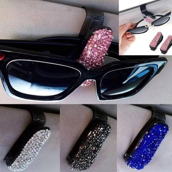 Sunglasses Holder For Car Handmade Car Vehicle Sun Visor Sunglasses Eyeglasses Glasses Card Ticket Holder for Bling Car Accessories Women