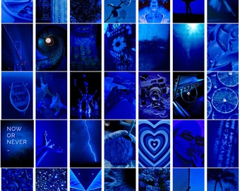 150 PCS | Dark Blue Aesthetic Photo Wall Collage Set | Both Landscape and Portrait 4x6 Images | DIGITAL DOWNLOAD