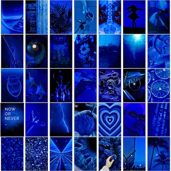 150 PCS | Dark Blue Aesthetic Photo Wall Collage Set | Both Landscape and Portrait 4x6 Images | DIGITAL DOWNLOAD